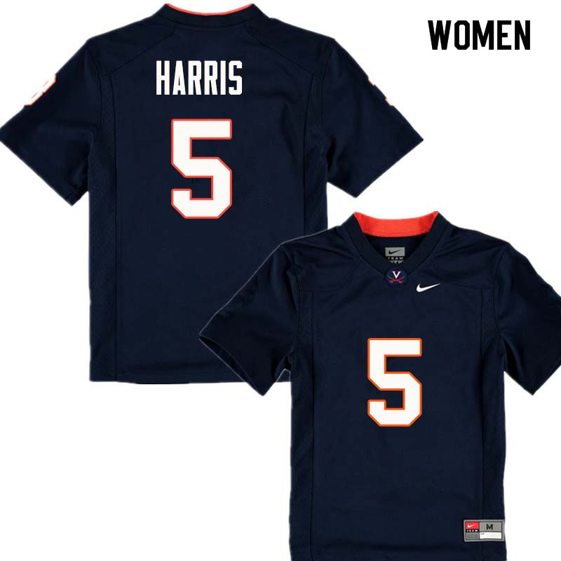 Women #5 Tim Harris Virginia Cavaliers College Football Jerseys Sale-Navy